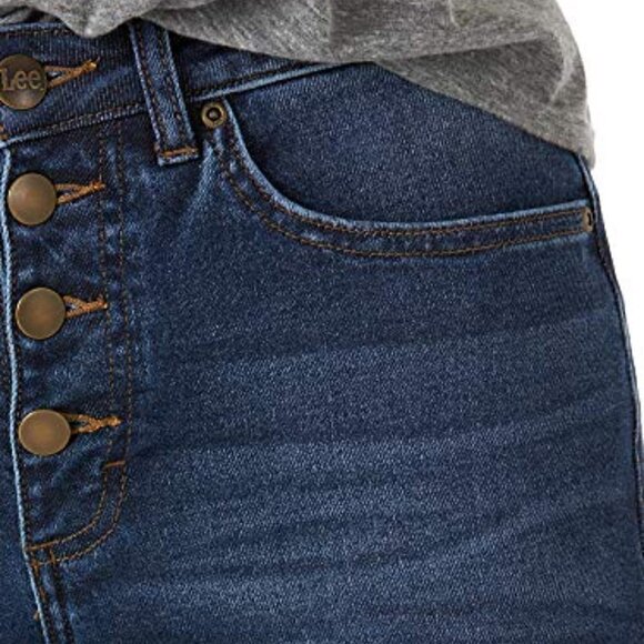 Women's Lee Barely Boot Leg Cropped Boot Cut High Rise Relaxed Fit Denim Jeans - Picture 4 of 15